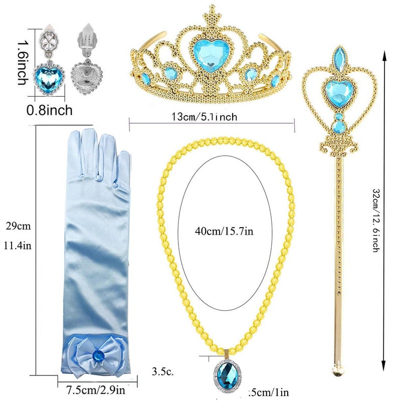 Yosbabe 6Pcs Princess Jasmine Costume Dress up Accessories for Girls Arabian Princess Jasmine Cosplay Headband Gloves Tiara Crown Necklace Wand Earrings Halloween Party Dress up for Kids - Image 4